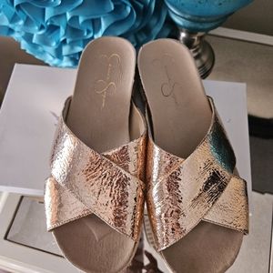 Womens sandals. Rose gold gently worn.